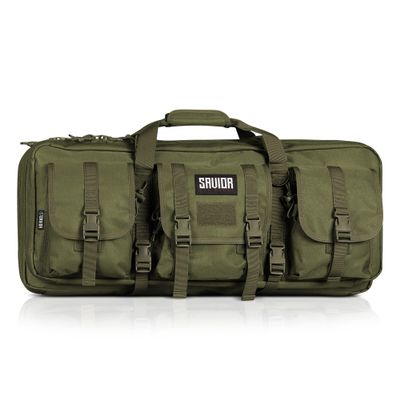 Savior Equipment American Classic Tactical Double Short Gun Case Pistol Bag, Spacious Front Pockets, Padded Shoulder Strap Included, 28 Inch Olive Drab Green