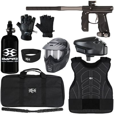 Action Village Empire Mini GS TP Level 3 Protector Paintball Gun Package Kit (Dust Black/Dust Grey, Glove Size: Large/X-Large)