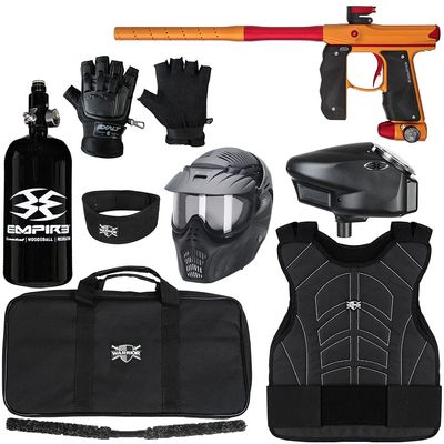 Action Village Empire Mini GS TP Level 3 Protector Paintball Gun Package Kit (Dust Orange/Dust Red, Glove Size: Large/X-Large)