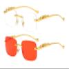 FLAWLESS EYEWEAR Rimless Oversized Sunglasses for Women Men Rectangular Frameless Fashion Shades (2 PACK: Clear and Red) view 2
