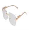 FLAWLESS EYEWEAR Rimless Oversized Sunglasses for Women Men Rectangular Frameless Fashion Shades (2 PACK: Clear and Red) view 3