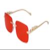 FLAWLESS EYEWEAR Rimless Oversized Sunglasses for Women Men Rectangular Frameless Fashion Shades (2 PACK: Clear and Red) view 4