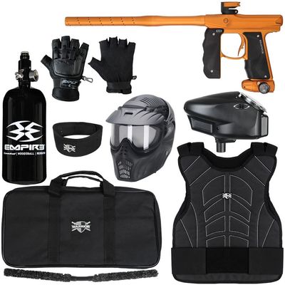 Action Village Empire Mini GS TP Level 3 Protector Paintball Gun Package Kit (Dust Orange/Dust Orange, Glove Size: Large/X-Large)