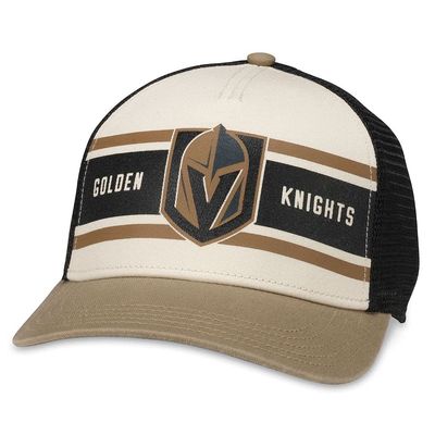 AMERICAN NEEDLE Officially Licensed NHL Hockey Vegas Golden Knights Adjustable Snapback Baseball Hat, Sinclair Collection, Black/Ivory/Dark Khaki (21001A-VGK-BIDK)