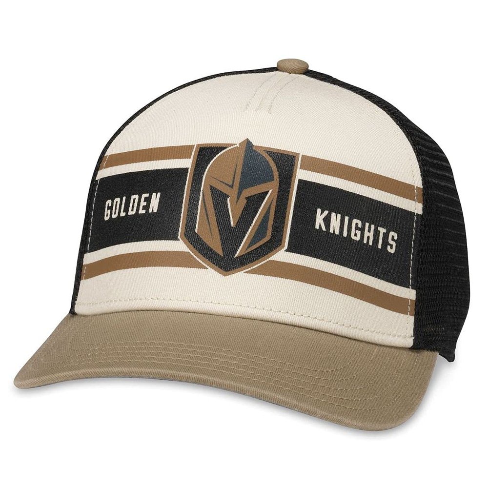 AMERICAN NEEDLE Officially Licensed NHL Hockey Vegas Golden Knights Adjustable Snapback Baseball Hat, Sinclair Collection, Black/Ivory/Dark Khaki (21001A-VGK-BIDK)