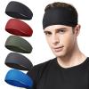 Acozycoo Mens Running Headband,5Pack,Mens Sweatband Sports Headband for Running,Cycling,Basketball,Yoga,Fitness Workout Stretchy Unisex Hairband (Black, red, Green, Dark Gray, Ocean Blue) view 1