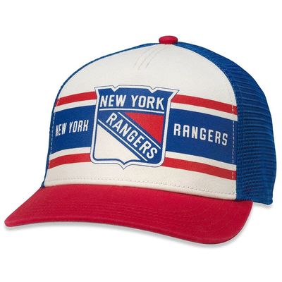 AMERICAN NEEDLE Officially Licensed NHL Hockey New York Rangers Adjustable Snapback Baseball Hat, Sinclair Collection, Dark Royal/Ivory/Red (21001A-NYR-DRIR)