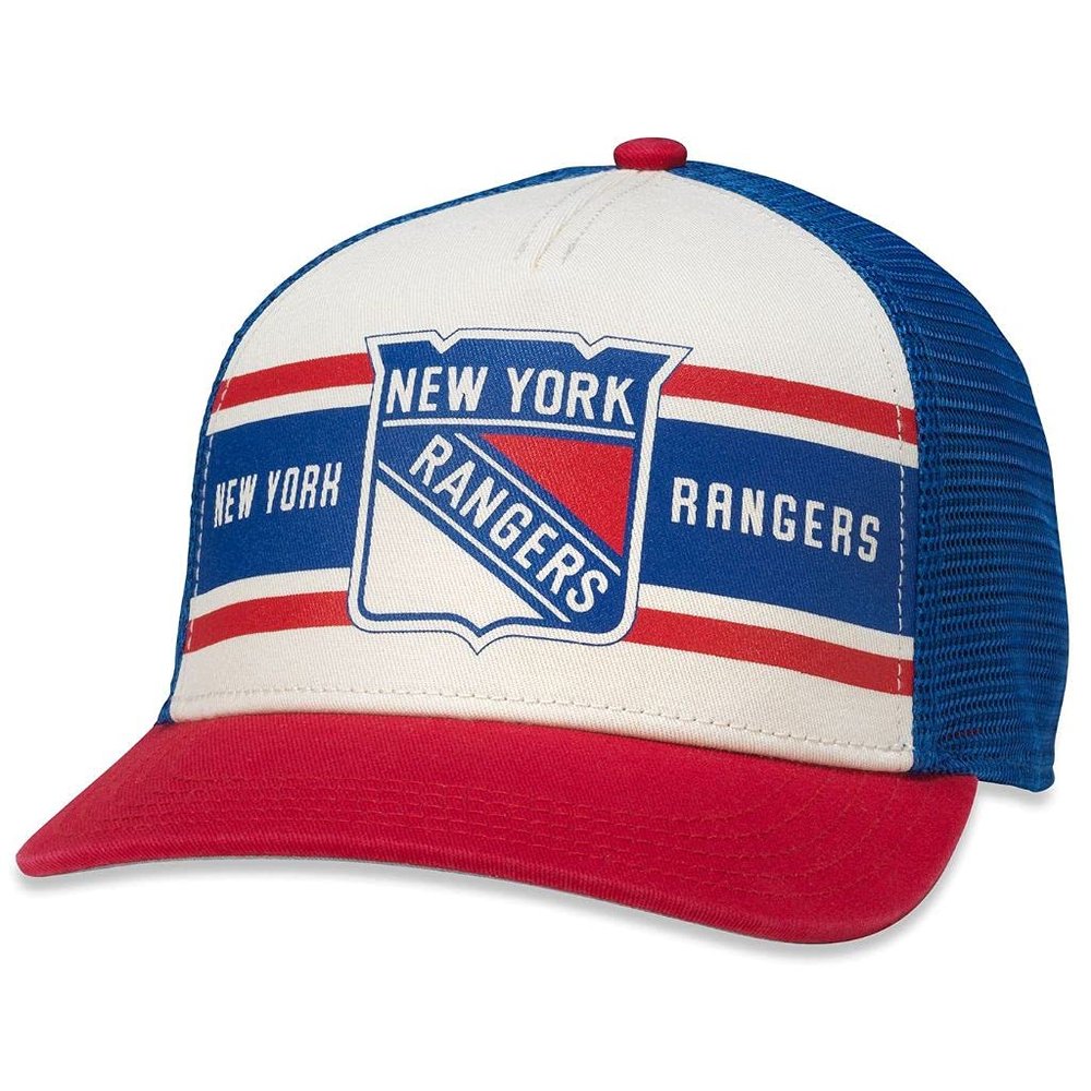 AMERICAN NEEDLE Officially Licensed NHL Hockey New York Rangers Adjustable Snapback Baseball Hat, Sinclair Collection, Dark Royal/Ivory/Red (21001A-NYR-DRIR)