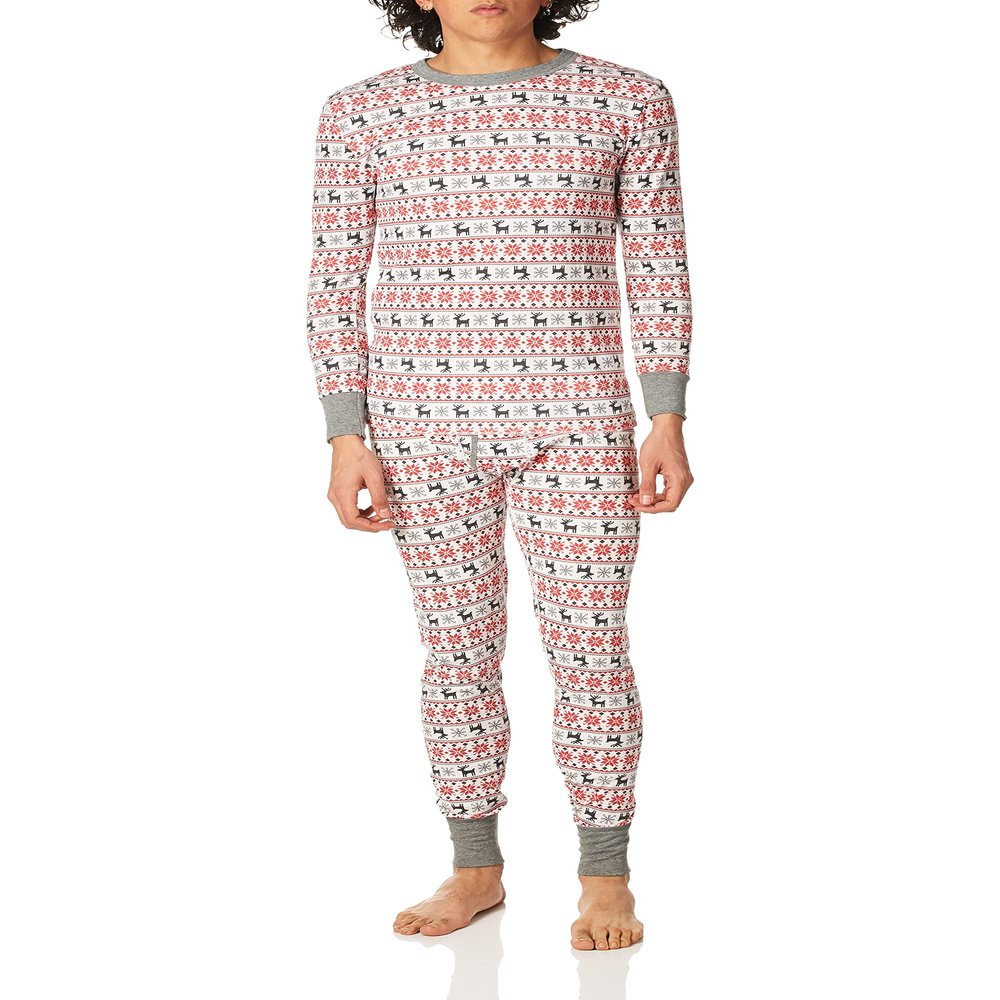 Fruit of the Loom Men's Recycled Waffle Thermal Underwear Set (Top and Bottom), Fair Isle White, X-Large