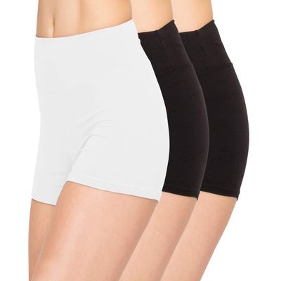 ALWAYS Women Boyshort Underwear Panties - Soft Stretch Boxer Brief Yoga Shorts 3 Pack White X Small