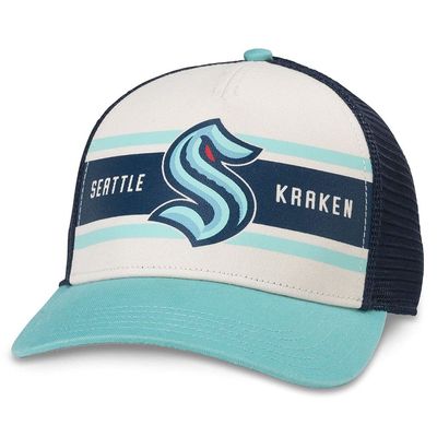 AMERICAN NEEDLE Officially Licensed NHL Hockey Seattle Kraken Adjustable Snapback Baseball Hat, Sinclair Collection, Navy/Ivory/Seafoam (21001A-SEK-NIS)