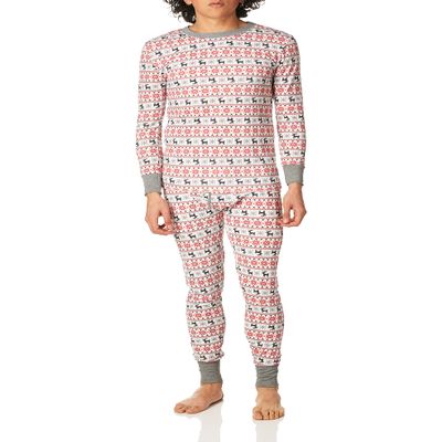 Fruit of the Loom Men's Recycled Waffle Thermal Underwear Set (Top and Bottom), Fair Isle White, 2X