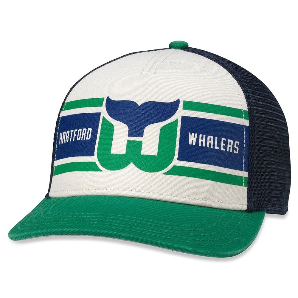 AMERICAN NEEDLE Officially Licensed NHL Hockey Hartford Whalers Adjustable Snapback Baseball Hat, Sinclair Collection, Deep Royal/Ivory/Kelly (21001A-HAW-DRIK)