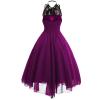 Women's Sleeveless Gothic Dress with Corset Halter Lace Swing Cocktail Dress Formal Halloween Punk Hippie Dresses Hot Pink view 2