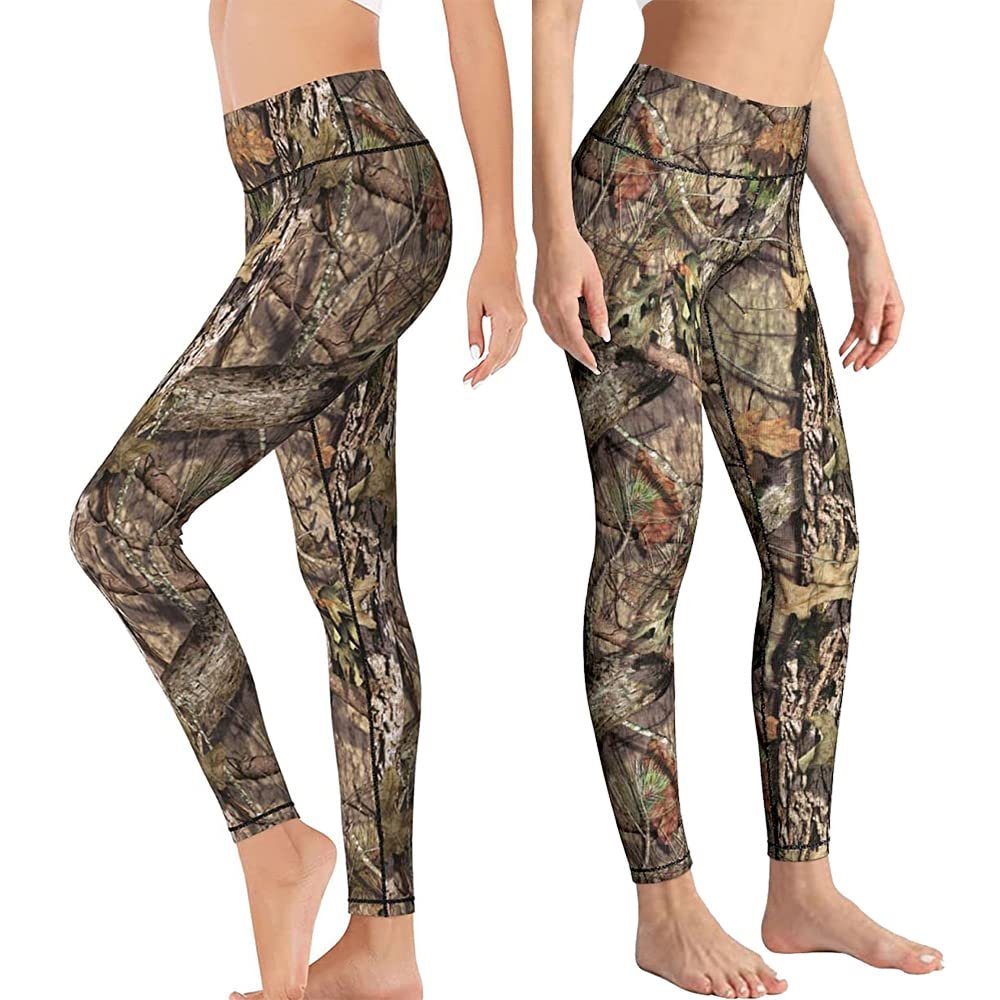 Yaateeh Hunting Camo High Waist Yoga Pants Tummy Control Workout Running Leggings Capri for Women, Small
