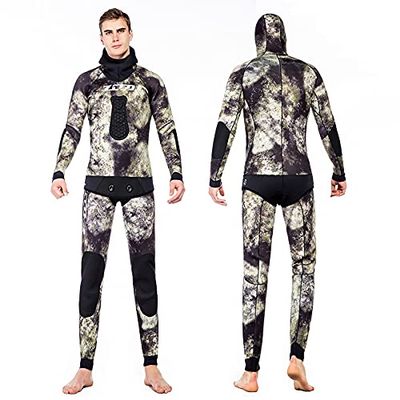 Men Wetsuit 5mm Neoprene Open Cell Diving Suit 2pcs-Set Spearfishing Scuba Wet Suit