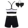 Moggemol Kids Girls 2 Piece Sports Outfit Shiny Crop Top with Booty Shorts for Gymnastics/Dance/Swimming Black,Cratoon 12 view 2