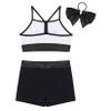 Moggemol Kids Girls 2 Piece Sports Outfit Shiny Crop Top with Booty Shorts for Gymnastics/Dance/Swimming Black,Cratoon 12 view 4