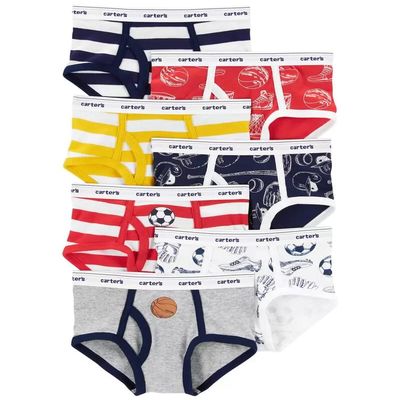Carter's Little Boys Cotton Briefs 7 Pack (Black(3K588910)/Red, 4-5T)