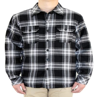AIRNINE Men's Heavy Weight Quilted Lined Plaid Flannel Shirt Jacket (S to 5XL) (Black_2212, 4X-Large)