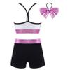 Moggemol Kids Girls 2 Piece Sports Outfit Shiny Crop Top with Booty Shorts for Gymnastics/Dance/Swimming Hotpink,Cratoon 12 view 2