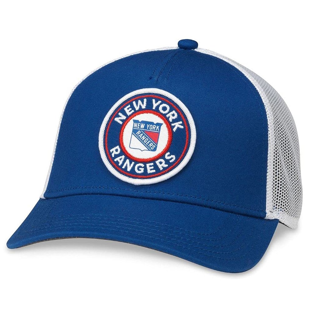 AMERICAN NEEDLE Valin Officially Licensed NHL Hockey New York Rangers Adjustable Snapback Baseball Hat, Valin Collection, White/Royal (42962A-NYR-WHRO)