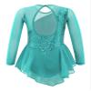VernLan Kids Big Girls Mesh Splice Figure Ice Skating Dress Ballet Dance Leotard Skirts Performance Competition Costumes Mint Green 4 Years view 2