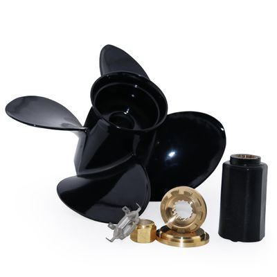 CAPTAIN 4 Blades Boat Propeller 13x17, 15 Spline Tooth Outboard Motor Prop, RH, Charging Cable for Mercury Engines 40 50 60 70 75 80 90 100 115 125 140 150 HP Aluminum Parts