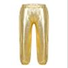 Manyakai Kids Girls Boys Shiny Metallic Dance Harem Pants Athletic Leggings Hip Hop Street Dancewear Gold 14 Years view 3