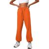 Women Cinch Bottom Sweatpants High Waisted Drawstring Jogger Sweat Pants Causal Workout Active Lounge Trousers (C Orange, S) view 3