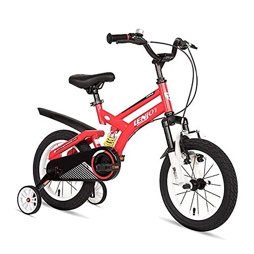 FUFU Kids Bike for 2-13 Years Girls with Training Wheels &Front Handbrake 12 14 16 18 Inch Princess Kids Bicycle (Color : Red, Size : 18in)
