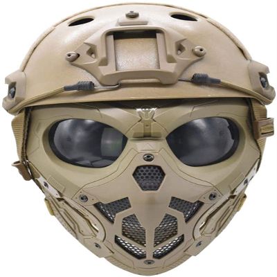 PJ Tactical Fast Helmet with Adjustable Airsoft Mask Skull Full Face MaskSuitable for Airsoft Paintball, Halloween, Role-Playing, Costume Parties and Movie Props