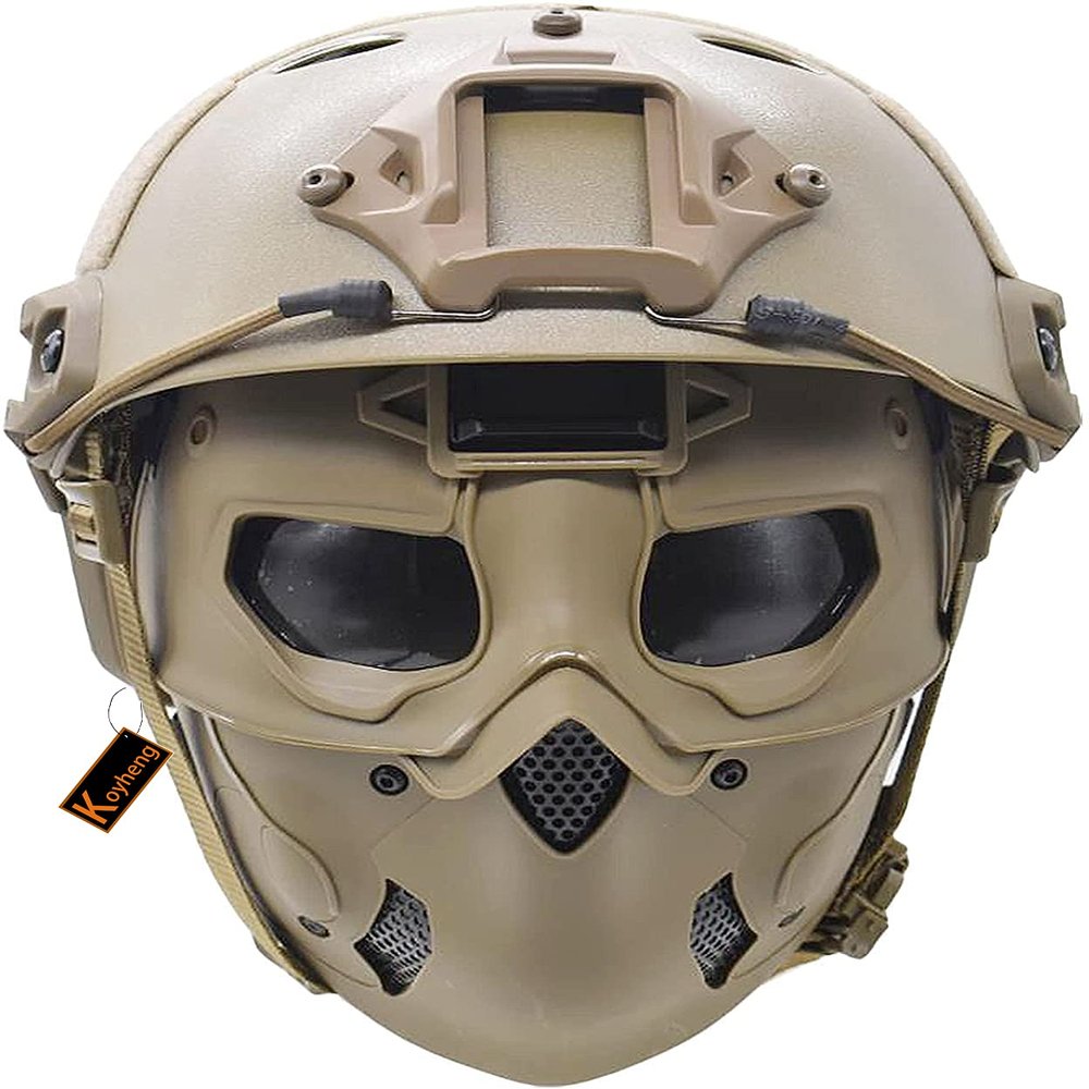 PJ Tactical Fast Helmet with Adjustable Airsoft Mask Skull Full Face MaskSuitable for Airsoft Paintball, Halloween, Role-Playing, Costume Parties and Movie Props