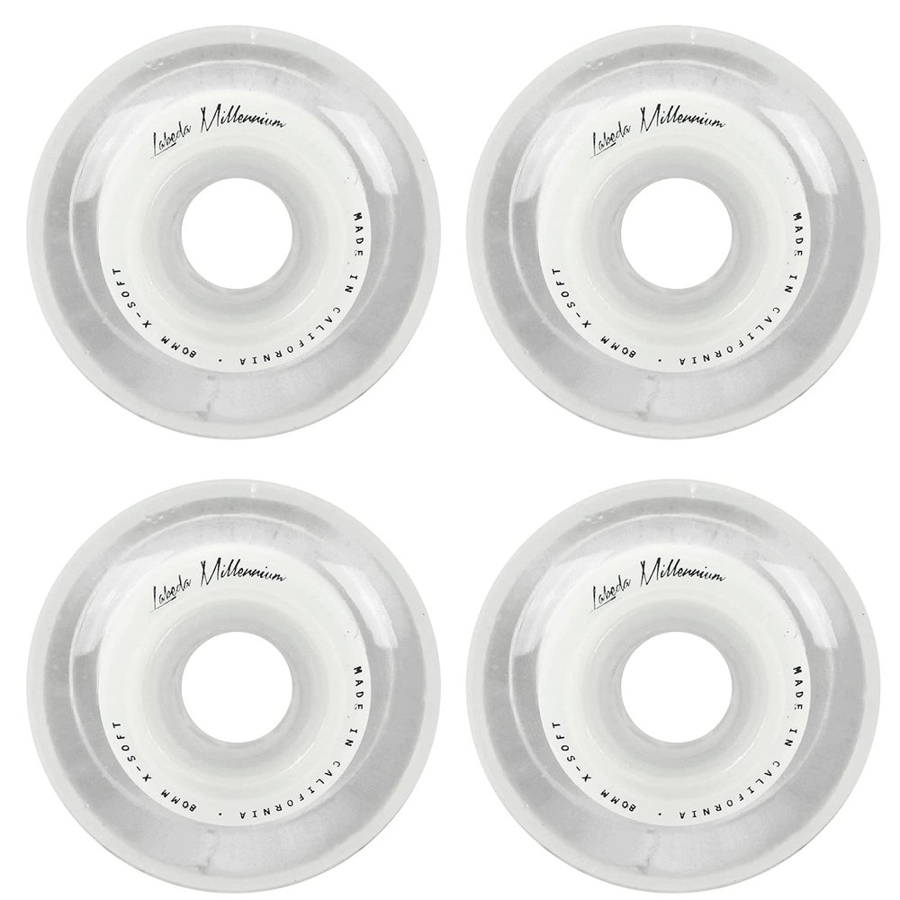 Labeda Millennium Gripper White Roller Hockey Inline Wheels 80mm X-Soft 4 Pack