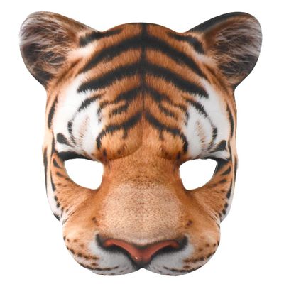 Realistic Printed Animal Costume Mask (Tiger) Brown