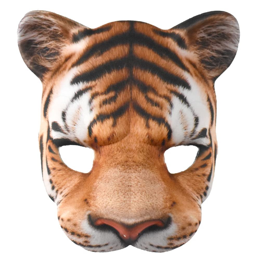 Realistic Printed Animal Costume Mask (Tiger) Brown