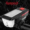 Bike Lights for Night Riding,Solar Charging Bicycle Light 3 Modes LED Road Mountain Bike Front Light Waterproof Bicycle Bell Light USB Rechargeable Headlight (Red) view 2