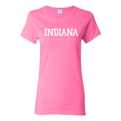 UGP Campus Apparel LS01 - Indiana Hoosiers Basic Block Pink Womens T Shirt - Small - Azalea