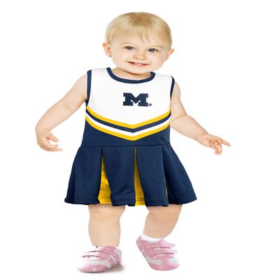 Little King NCAA Infant/Toddler Girls One Piece Team Cheer Jumper Dress-Michigan Wolverines-2T