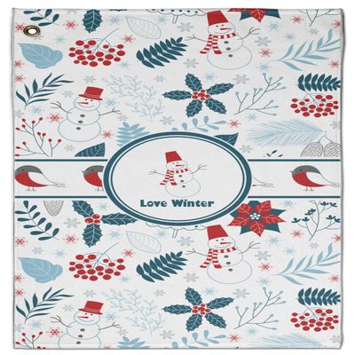 YouCustomizeIt Personalized Winter Snowman Golf Towel - Poly-Cotton Blend - Large