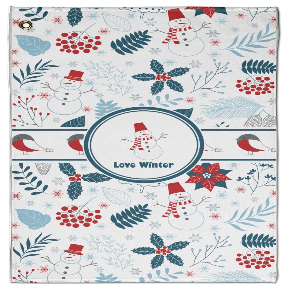 YouCustomizeIt Personalized Winter Snowman Golf Towel - Poly-Cotton Blend - Large