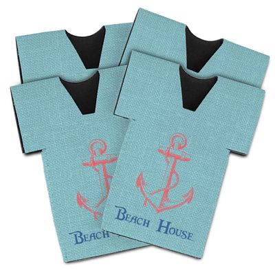 Personalized Chic Beach House Jersey Bottle Cooler - Set of 4