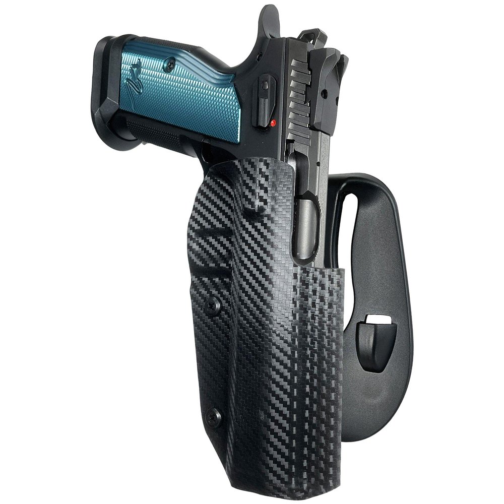 Black Scorpion Gear OWB Kydex Paddle Holster fits CZ Tactical Sport 2 (Carbon Fiber, Right-Hand Draw)
