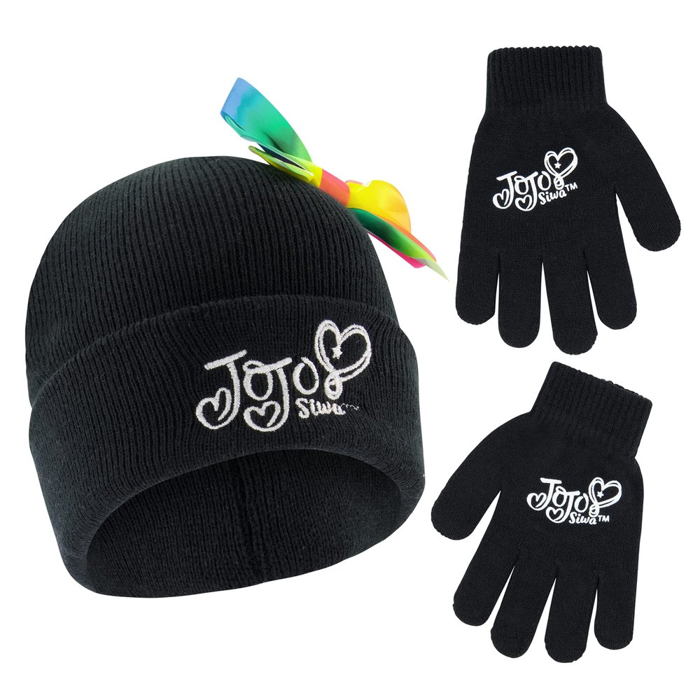 Nickelodeon Girls Winter Hat, Kids Gloves Set, Jojo Siwa Beanie For Ages 4-7