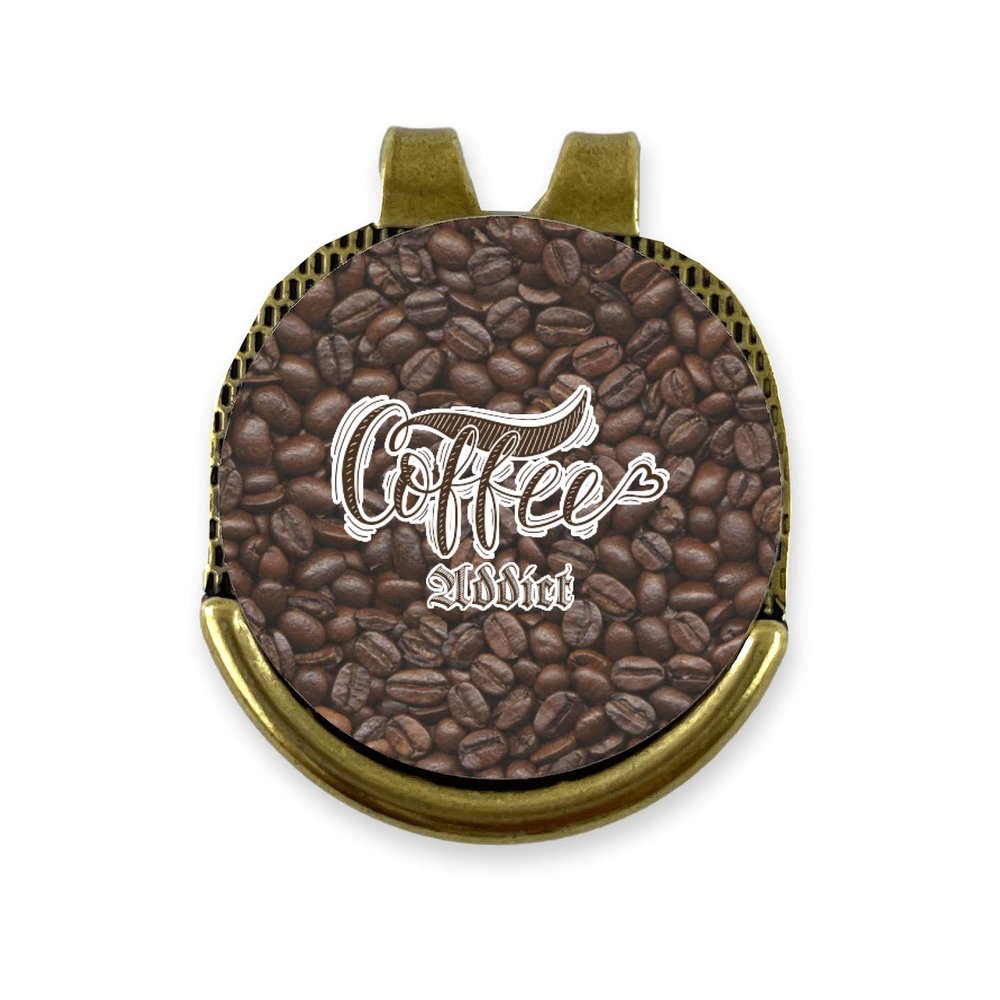 YouCustomizeIt Personalized Coffee Addict Golf Ball Marker - Hat Clip - Gold