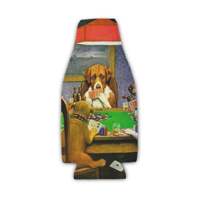 Dogs Playing Poker by C.M.Coolidge Zipper Bottle Cooler