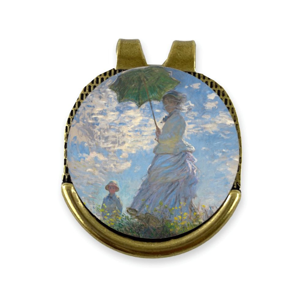 YouCustomizeIt Promenade Woman by Claude Monet Golf Ball Marker - Hat Clip - Gold