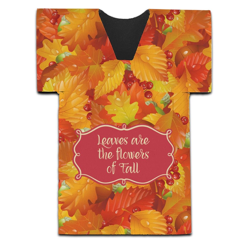 Personalized Fall Leaves Jersey Bottle Cooler