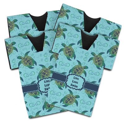 Personalized Sea Turtles Jersey Bottle Cooler - Set of 4