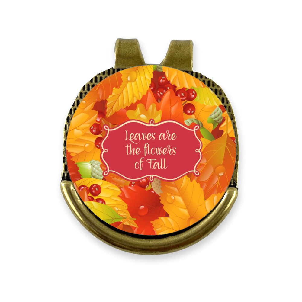 YouCustomizeIt Personalized Fall Leaves Golf Ball Marker - Hat Clip - Gold